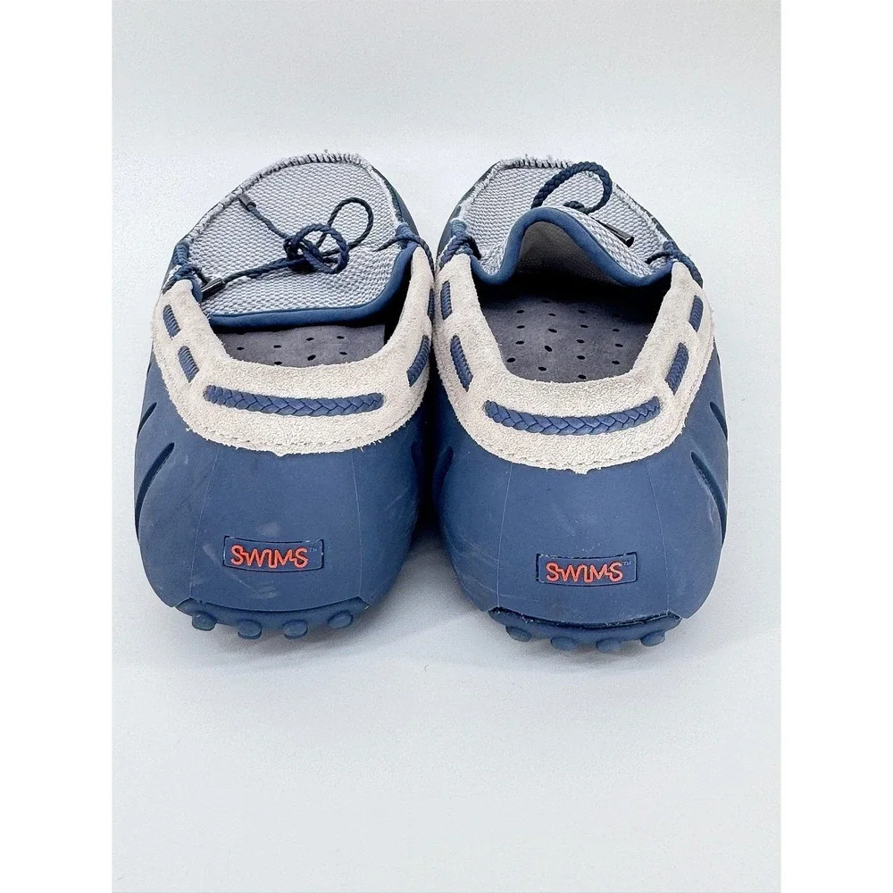 Swims Mens Braided Lace Lux Loafers Size 10 Slate Coastal Mesh Rubber Boat Shoes